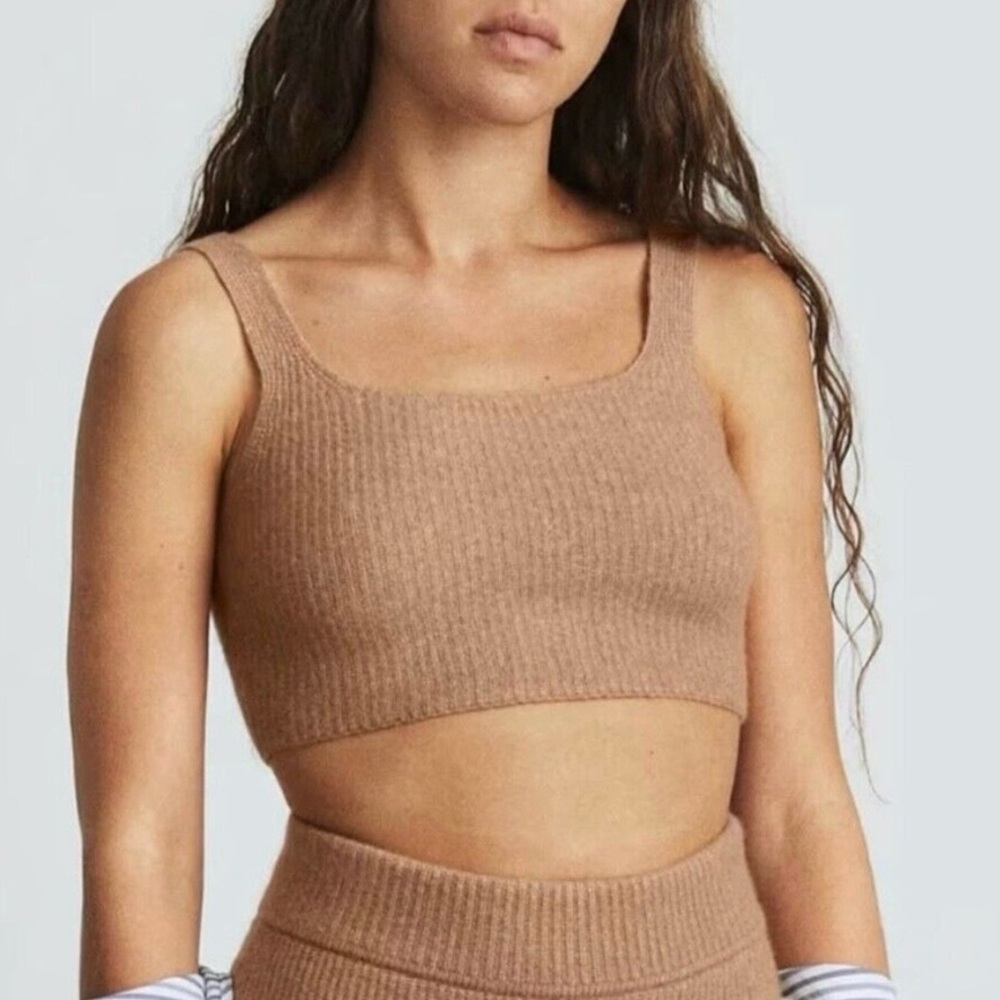 Everlane Camel Tan The Cozy Stretch Cropped Wool Blend Tank Top